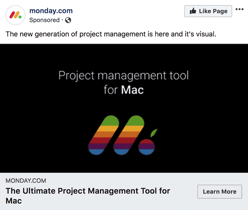 Facebook photo ad by Monday.com